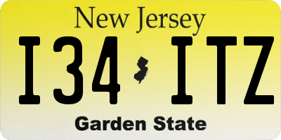 NJ license plate I34ITZ