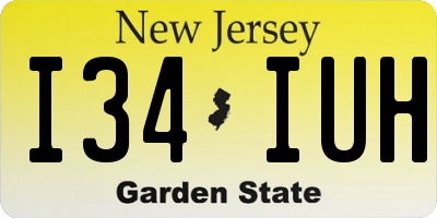 NJ license plate I34IUH