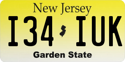 NJ license plate I34IUK