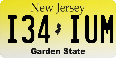 NJ license plate I34IUM