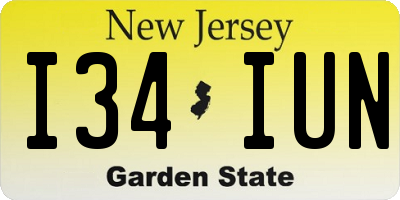 NJ license plate I34IUN