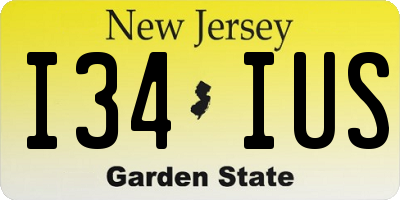 NJ license plate I34IUS