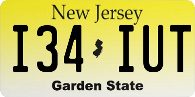 NJ license plate I34IUT