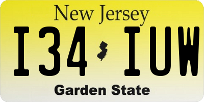NJ license plate I34IUW