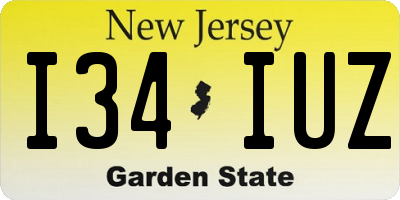 NJ license plate I34IUZ