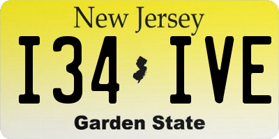 NJ license plate I34IVE
