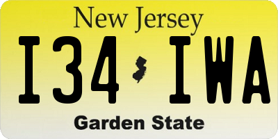 NJ license plate I34IWA
