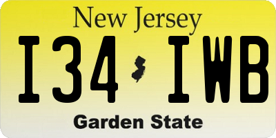 NJ license plate I34IWB