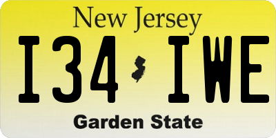 NJ license plate I34IWE