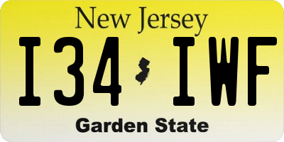 NJ license plate I34IWF