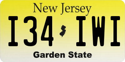 NJ license plate I34IWI