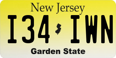 NJ license plate I34IWN