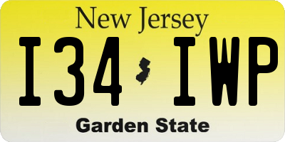 NJ license plate I34IWP