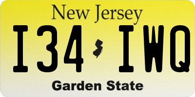 NJ license plate I34IWQ