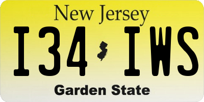 NJ license plate I34IWS