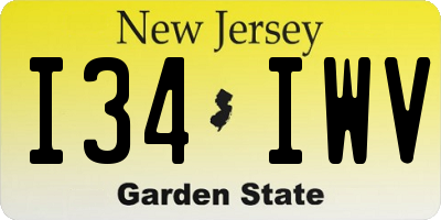 NJ license plate I34IWV