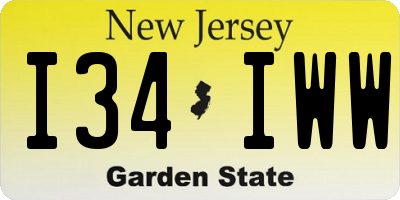 NJ license plate I34IWW