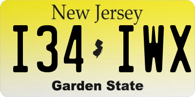 NJ license plate I34IWX