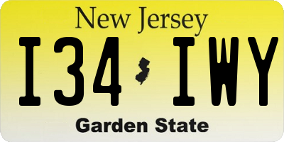 NJ license plate I34IWY