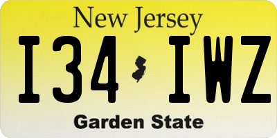 NJ license plate I34IWZ