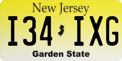 NJ license plate I34IXG