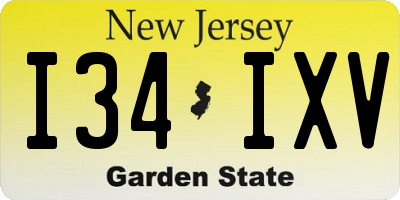 NJ license plate I34IXV