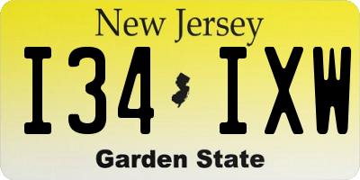 NJ license plate I34IXW