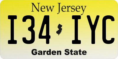 NJ license plate I34IYC