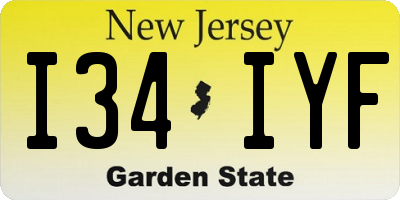 NJ license plate I34IYF