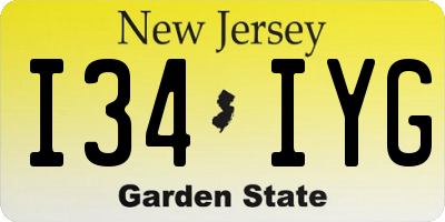NJ license plate I34IYG