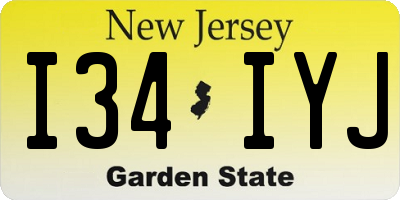 NJ license plate I34IYJ