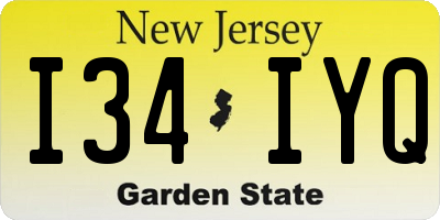 NJ license plate I34IYQ