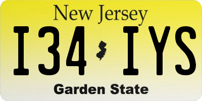 NJ license plate I34IYS