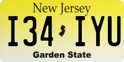 NJ license plate I34IYU