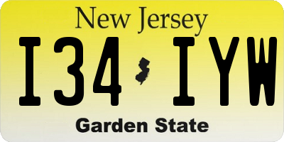 NJ license plate I34IYW