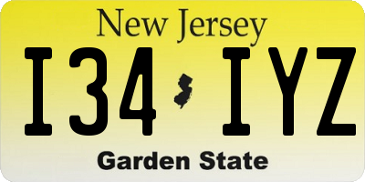 NJ license plate I34IYZ