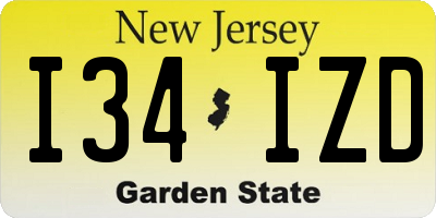 NJ license plate I34IZD