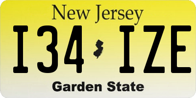 NJ license plate I34IZE