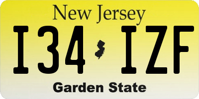 NJ license plate I34IZF