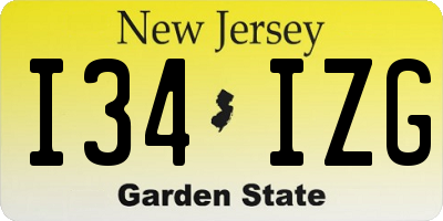 NJ license plate I34IZG