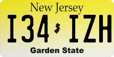 NJ license plate I34IZH