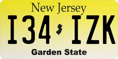 NJ license plate I34IZK