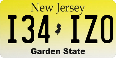 NJ license plate I34IZO