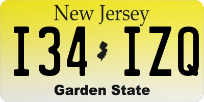 NJ license plate I34IZQ