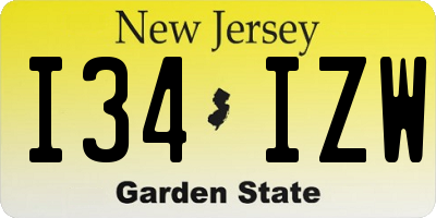 NJ license plate I34IZW