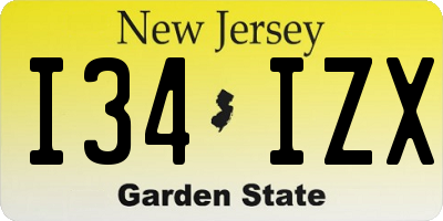 NJ license plate I34IZX