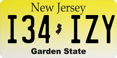 NJ license plate I34IZY