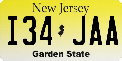 NJ license plate I34JAA