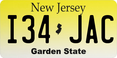 NJ license plate I34JAC