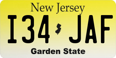 NJ license plate I34JAF